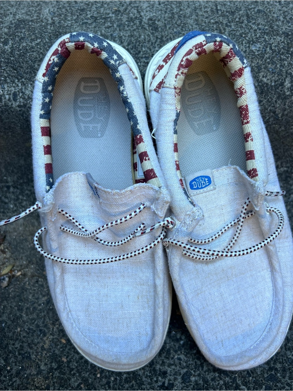 Hey Dude Kids' Lightweight Canvas Shoes - White with Flag Trim